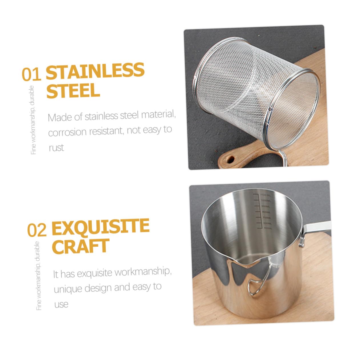 Alipis Freidora de Acero Inoxidable Cesta para Freír Alimentos Utensilios de Cocina Útiles para Freír Casa para Cocina Familiar