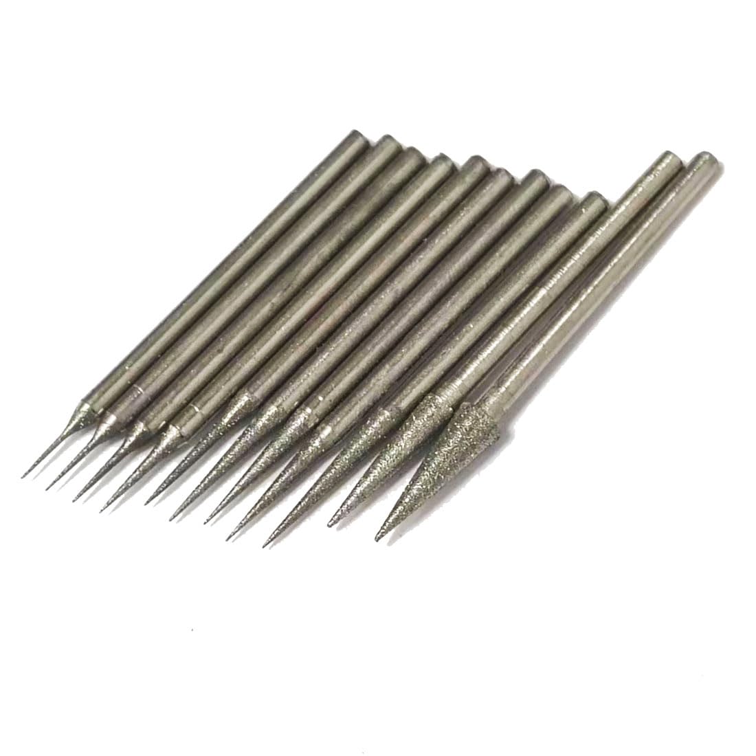 Photo 1 of ??? ?? 10 Pcs Cone Shape Diamond Burr - 3/32'' Shank Diamond Cone Burs Stone Carving Bits for Rotary Tools includes Dremel