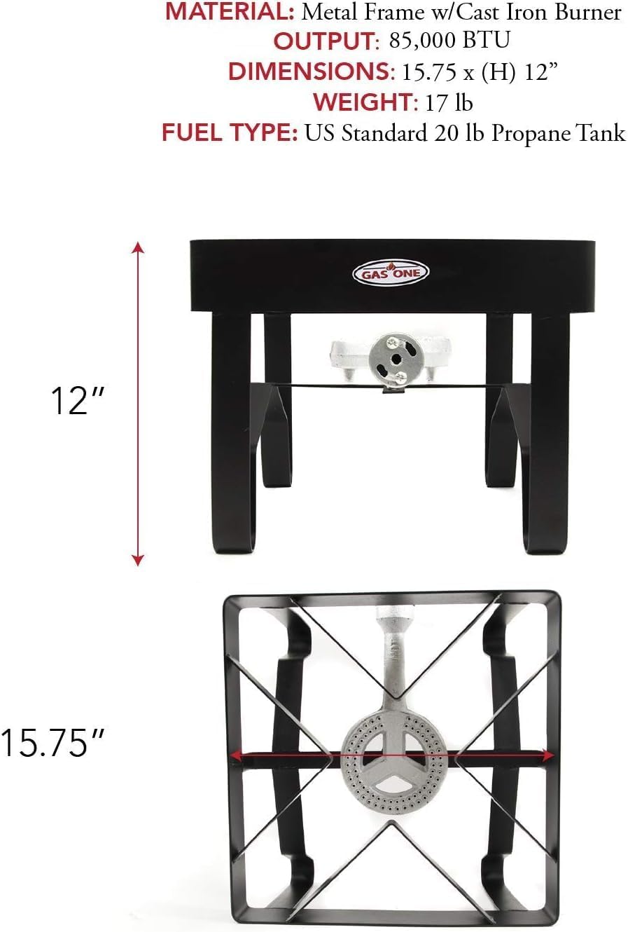 GasOne High-Pressure Single Burner Outdoor Stove Propane Gas Cooker with Adjustable 0-20PSI Regulator and Hose Perfect for Beer Brewing, outdoor cooking, Maple Syrup Prep