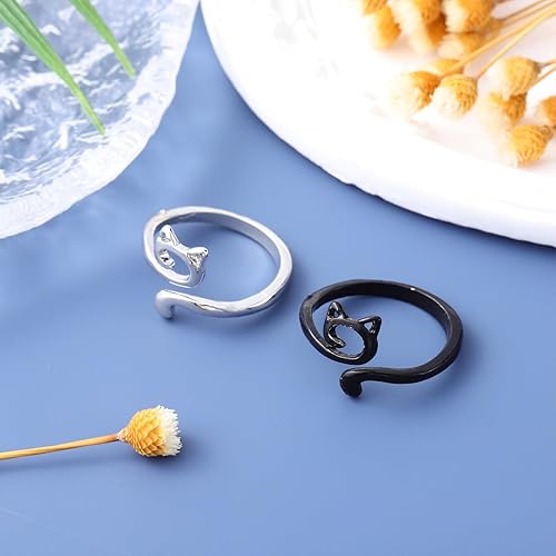 Miniatura 8 de EXCEART Anillo de ganchillo ajustable, 2 piezas de hilo de dedo de gato, guía de hilo para tejer, anillos de tensión para dedos, accesorios para