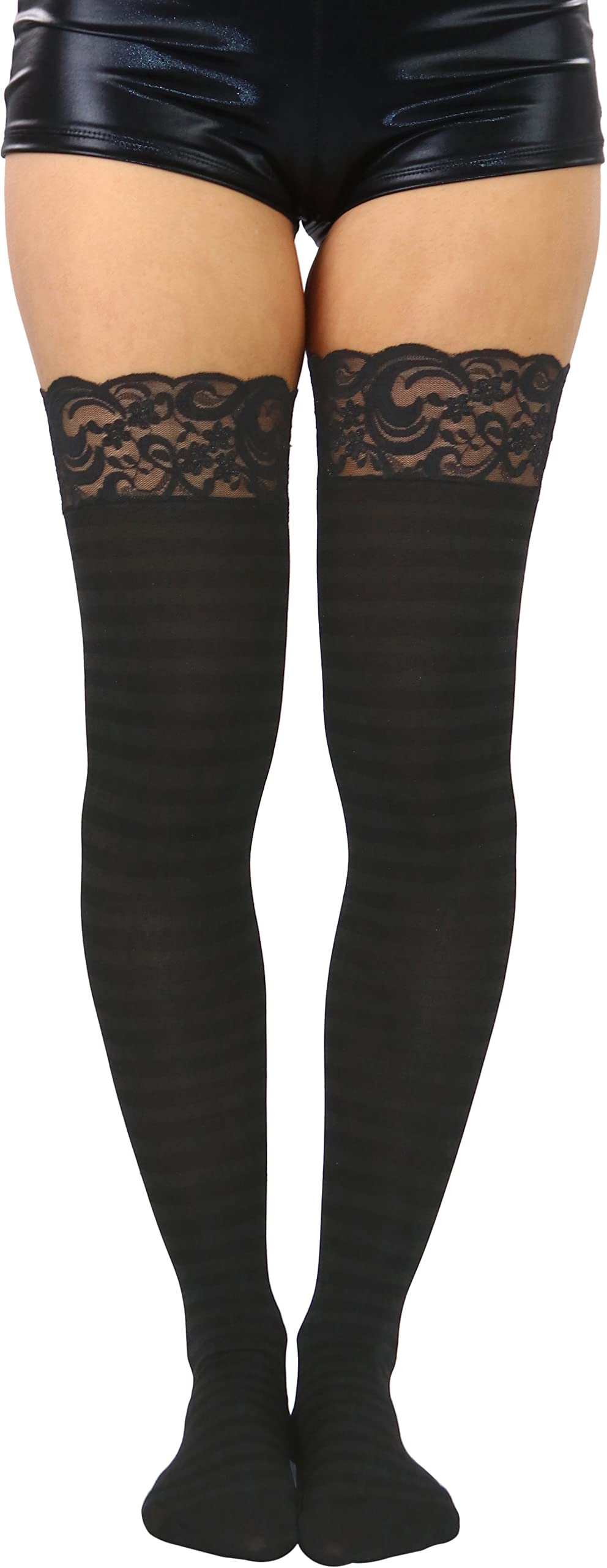 ToBeInStyle Women’s Opaque Hosiery Thin Striped Thigh High Long Stocking