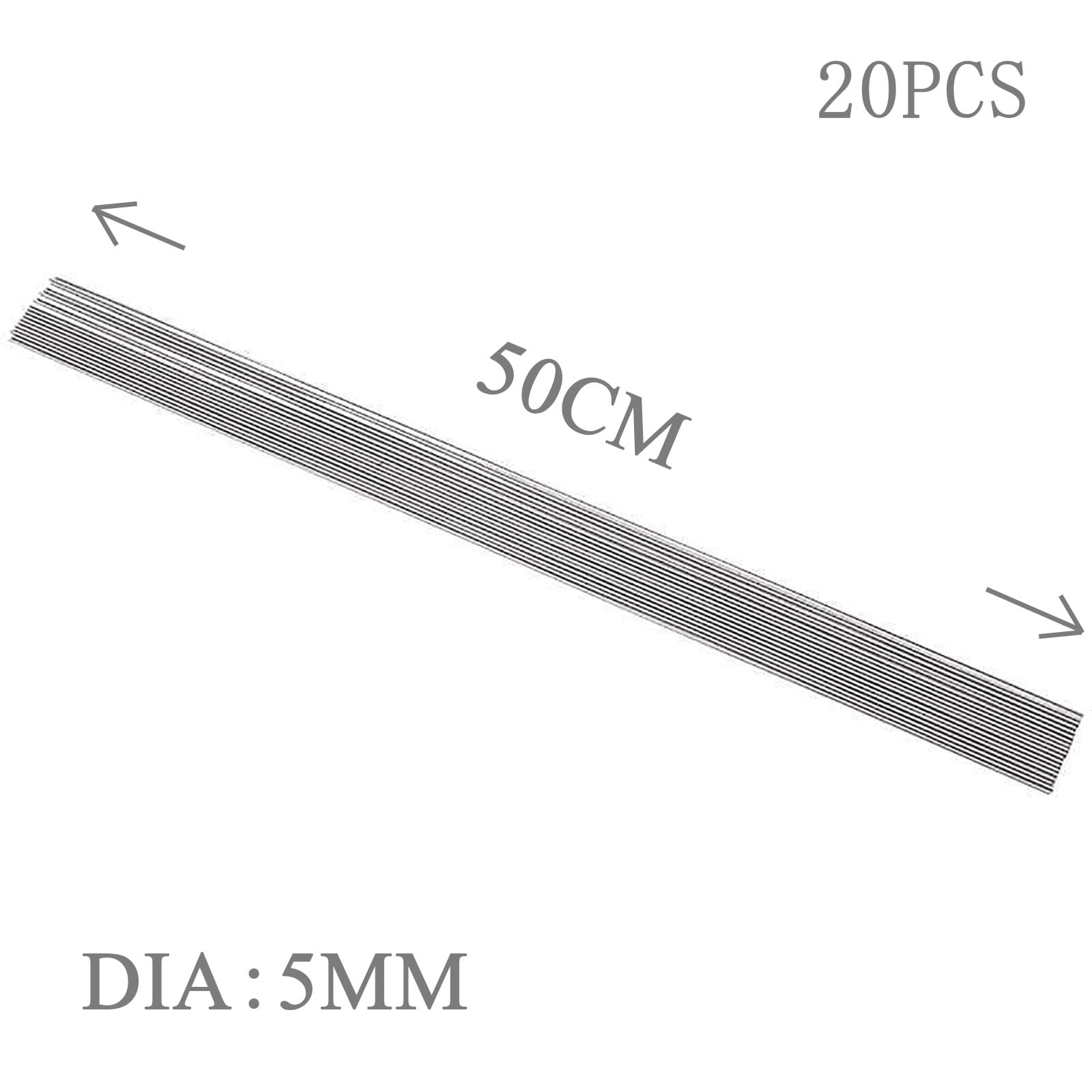 10 Stück 304 SUS Rundstäbe – 2,8–5 mm Durchmesser, 500 mm Länge – robuster Metallschaft(10Pcsx500mmx5mm)