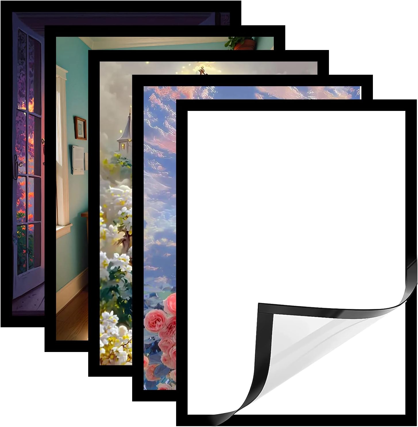 JEUIHAU Lot De 6 Cadres De Peinture Diamant Magnétiques Noirs