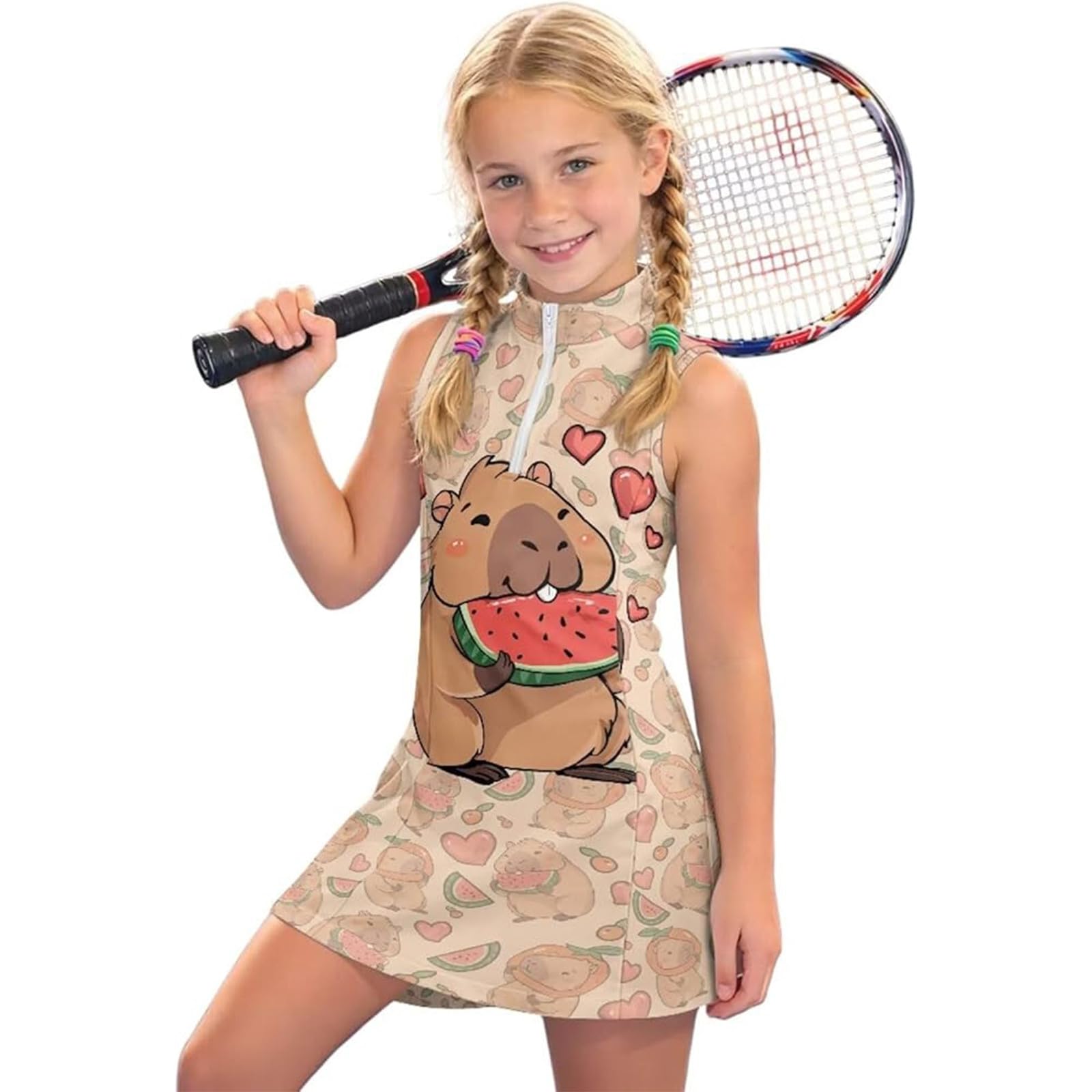 Golfkleid für Mädchen A-Linie Niedlich Sommerkleider Latzkleid Sommer Ärmellos Tenniskleid Overall Rock Casual Sport Kleider Sportkleid Sommerkleid Tennis Kleid