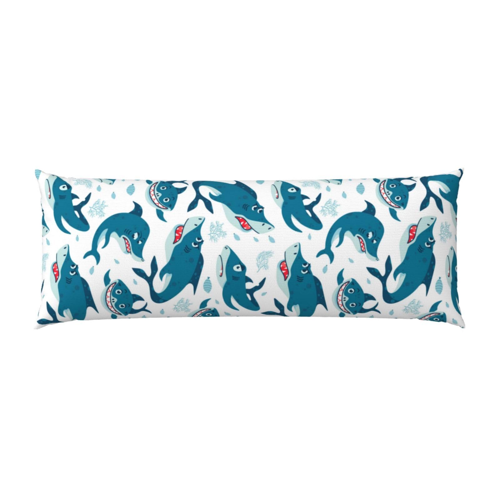 Buewutiry Cartoon Funny Cute Shark_A Body Pillow Cover - Breathable Body Pillow Pillowcase, Super Soft Long Body Pillow Case Cover with Zipper 20x54in