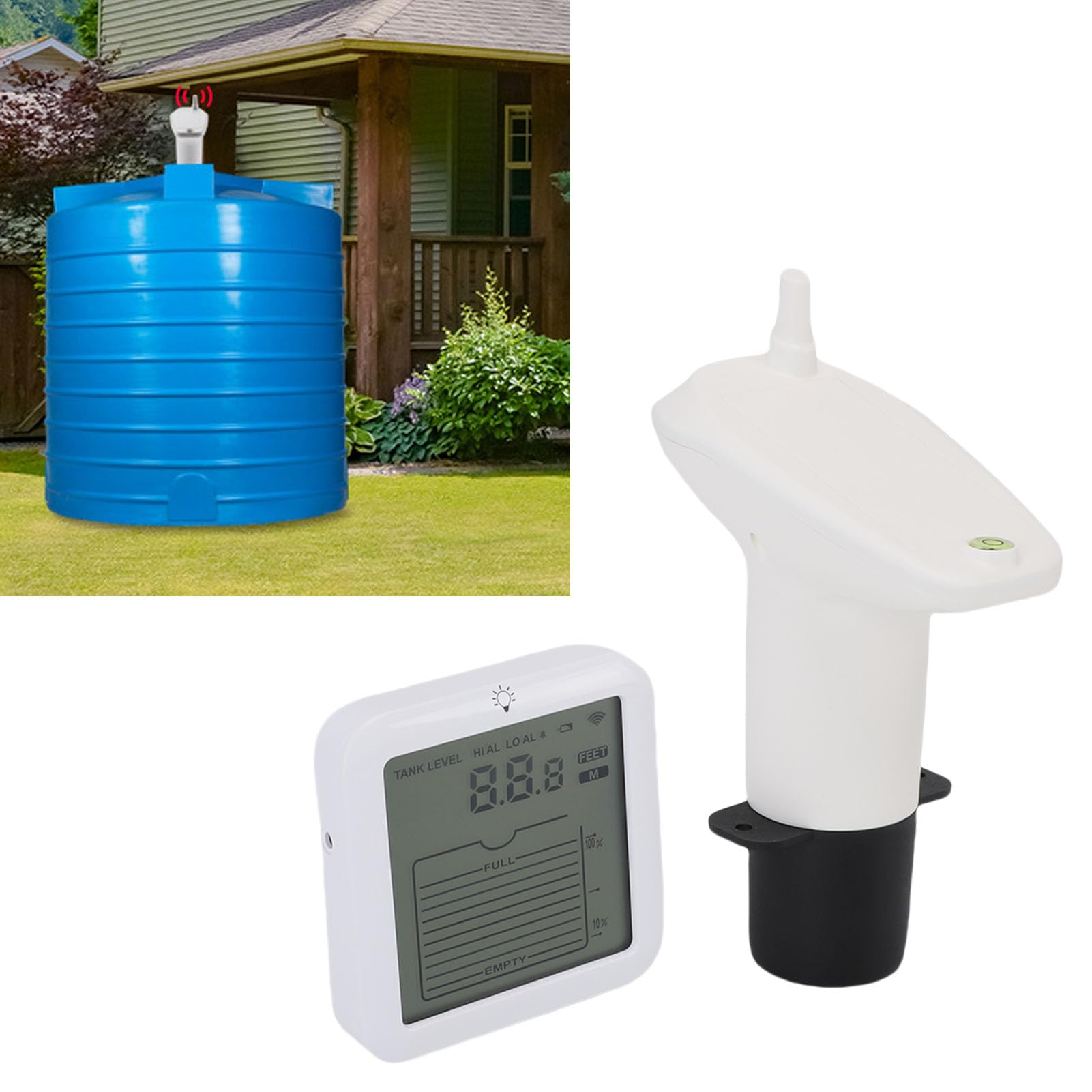 Topiky Sensore di Livello Ad Ultrasuoni Acqua IP65 Trasmettitore Impermeabile Misuratore di Livello di profondità del Serbatoio del Liquido con Display della Temperatura Portata Esterna Wireless