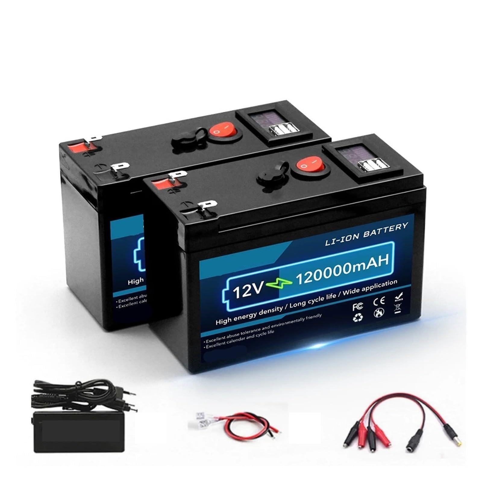 Mise À Niveau De La Batterie Au Lithium 12V 150Ah, BMS Intelligent Intégré USB 120000mAh For Camping-car Solaire, Camping Marin Et Applications Hors Réseau(Charger)