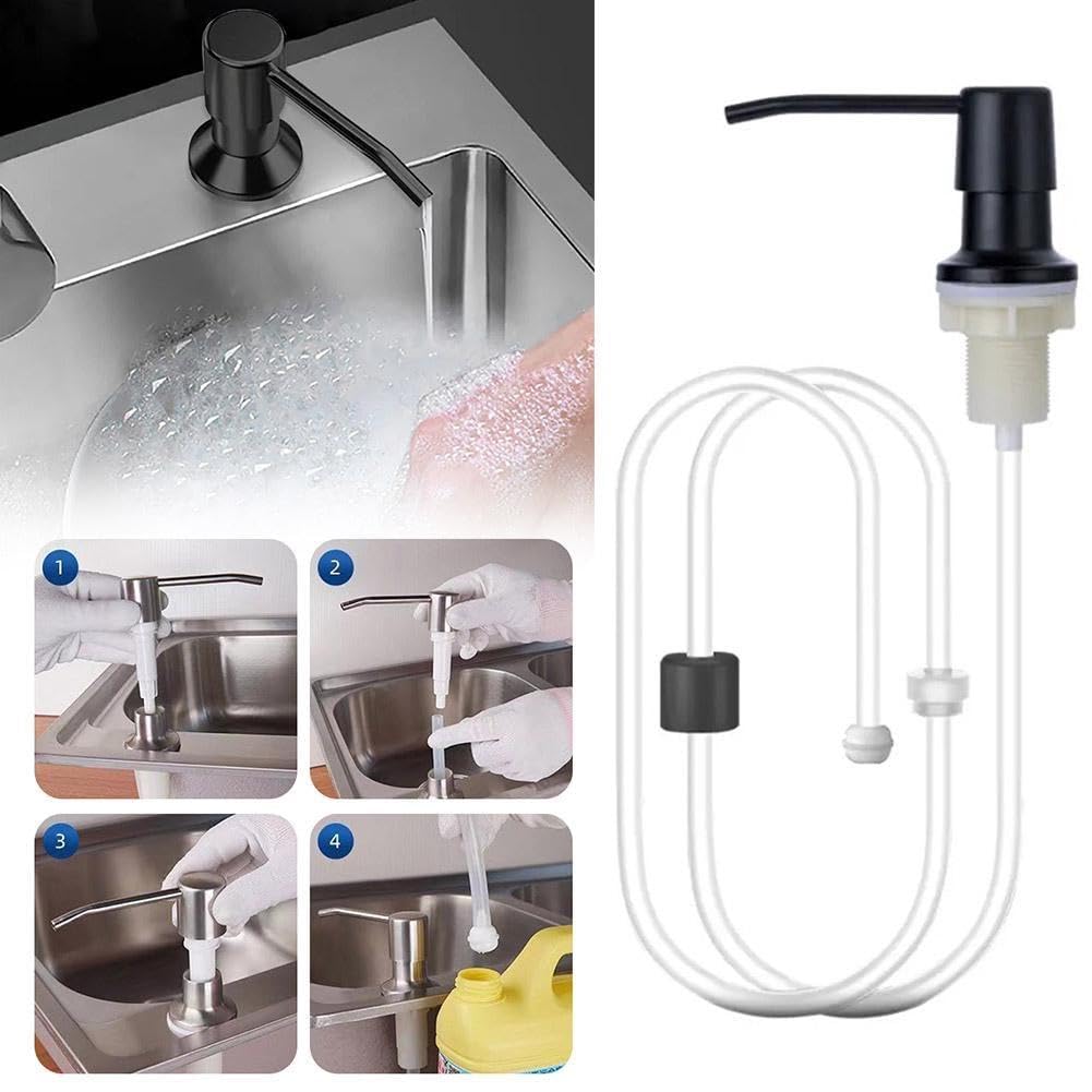 Dispensador de jabón de 1 m, kit de tubo de extensión para fregadero de cocina, dispensador de jabón líquido, bomba de mano, cabezal dispensador K7F2, prensa de acero