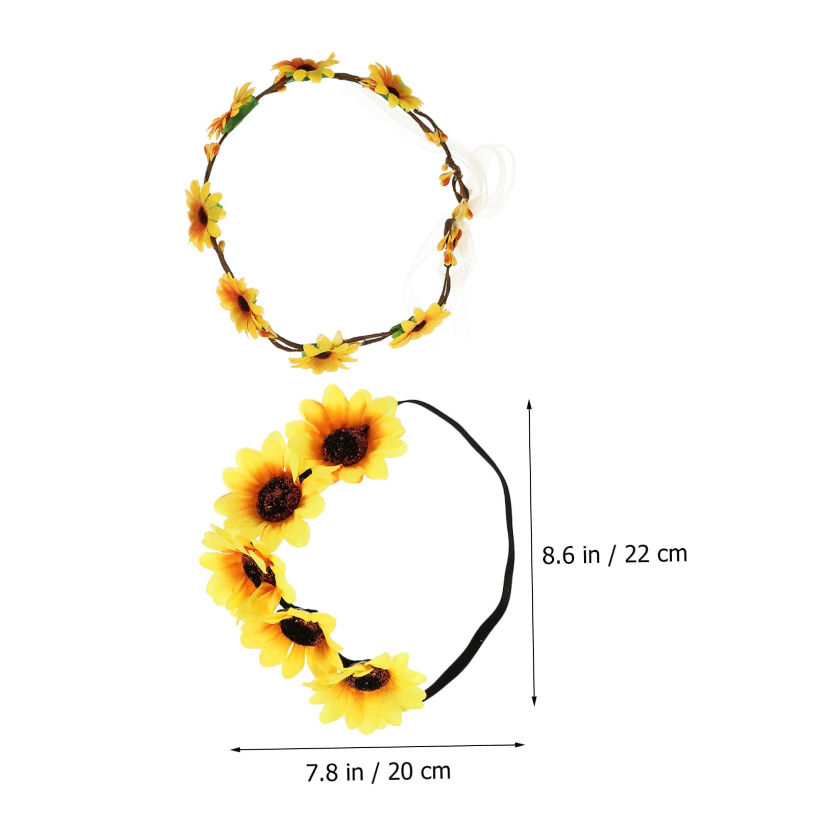 PLAFOPE Lot de 2 Bandeaux Tournesol en Tissu et Nylon Ruban Réglable, Coiffe Élégante et Généreuse pour Mariée ou Demoiselle D'honneur Plage et Mariage