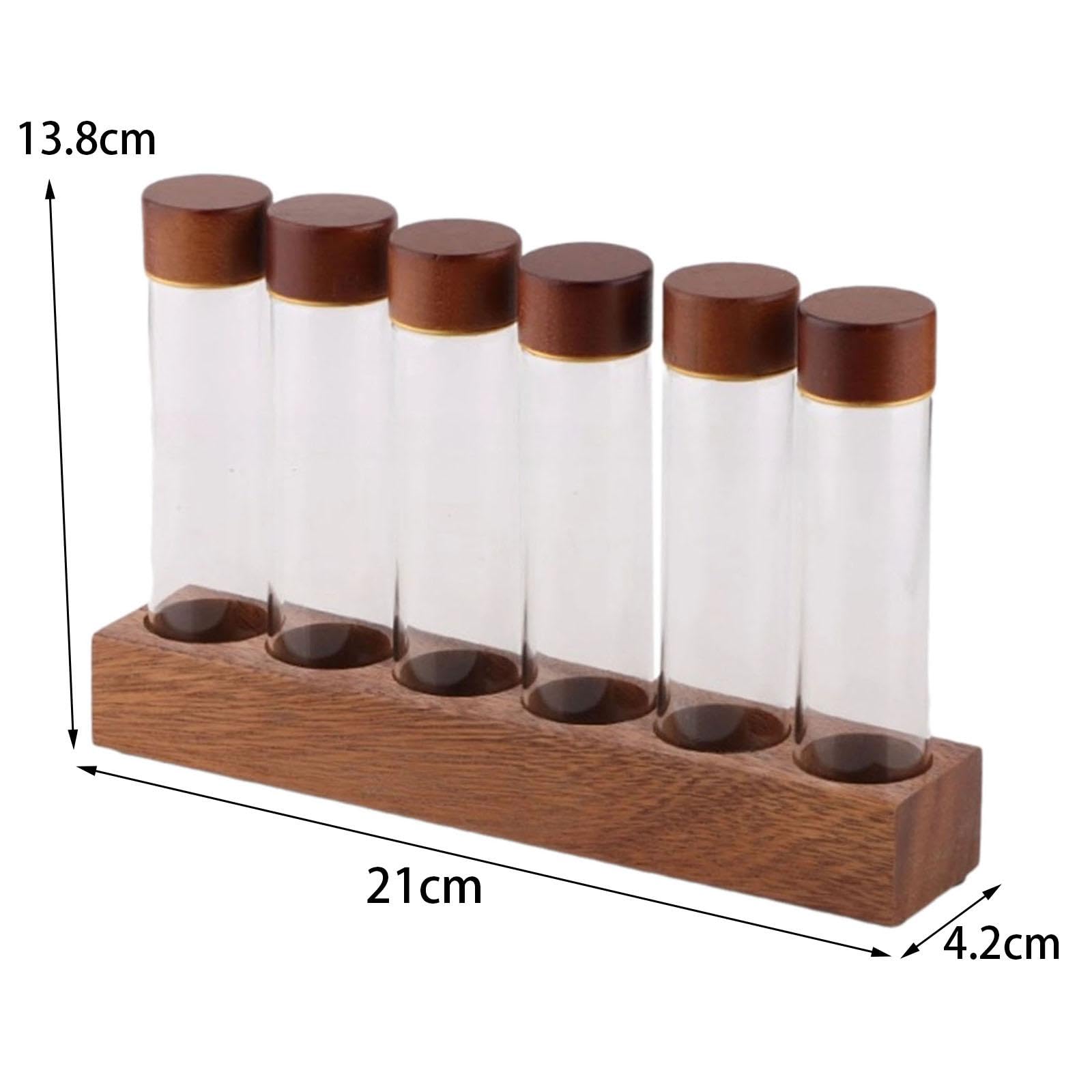 Reagenzglas für Kaffeebohnen, Aufbewahrungsröhrchen für Kaffeebohnen mit Deckel, Küchenbehälter für Kaffee mit Ablage für, 6 Löcher