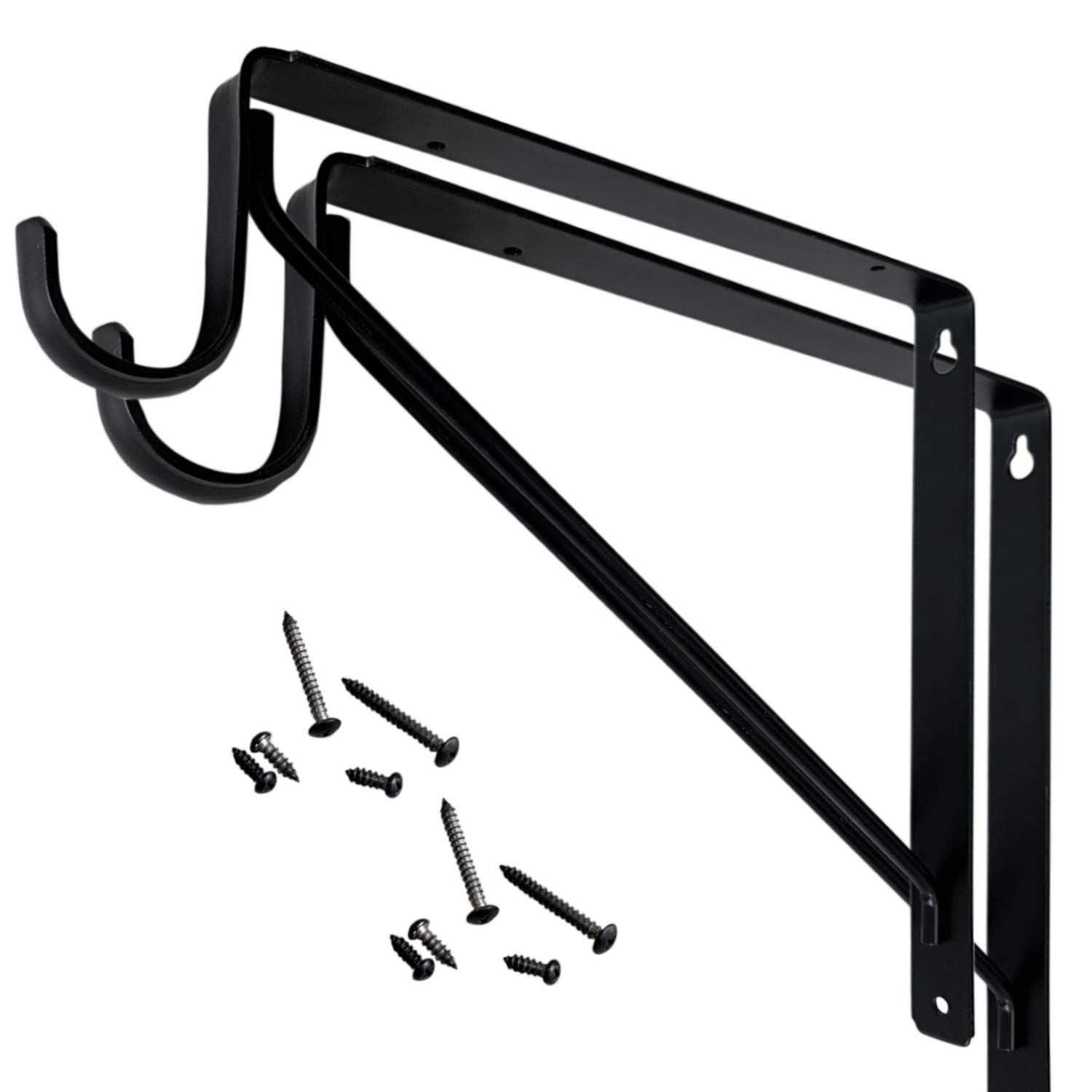 Welded Heavy Duty Closet Rod & Shelf Support Bracket 2 Pack Black