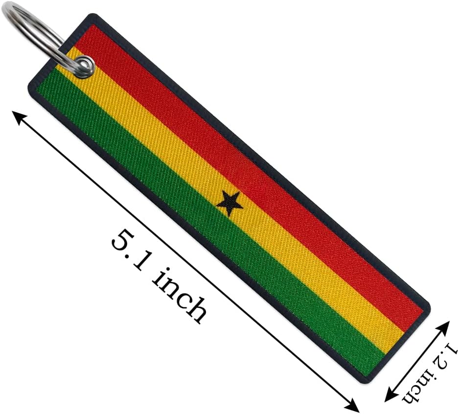 JAVD Ghana Flag Keychain Tag with Key Ring - Keys, Cars, Motorcycles, Backpacks, Luggage and Gifts - EDC (3 Pack) - Image 3