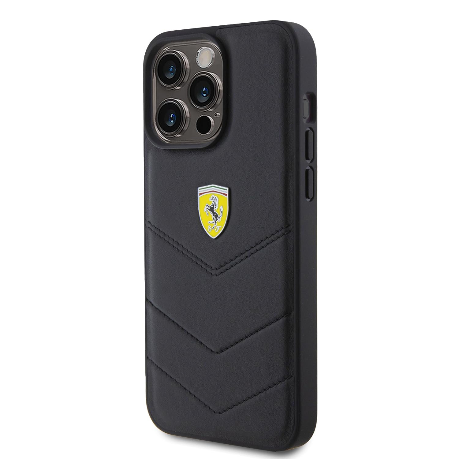 Ferrari FEHCP15XRDUK - Custodia rigida per iPhone 15 Pro Max 6.7", con logo in metallo, colore: Nero