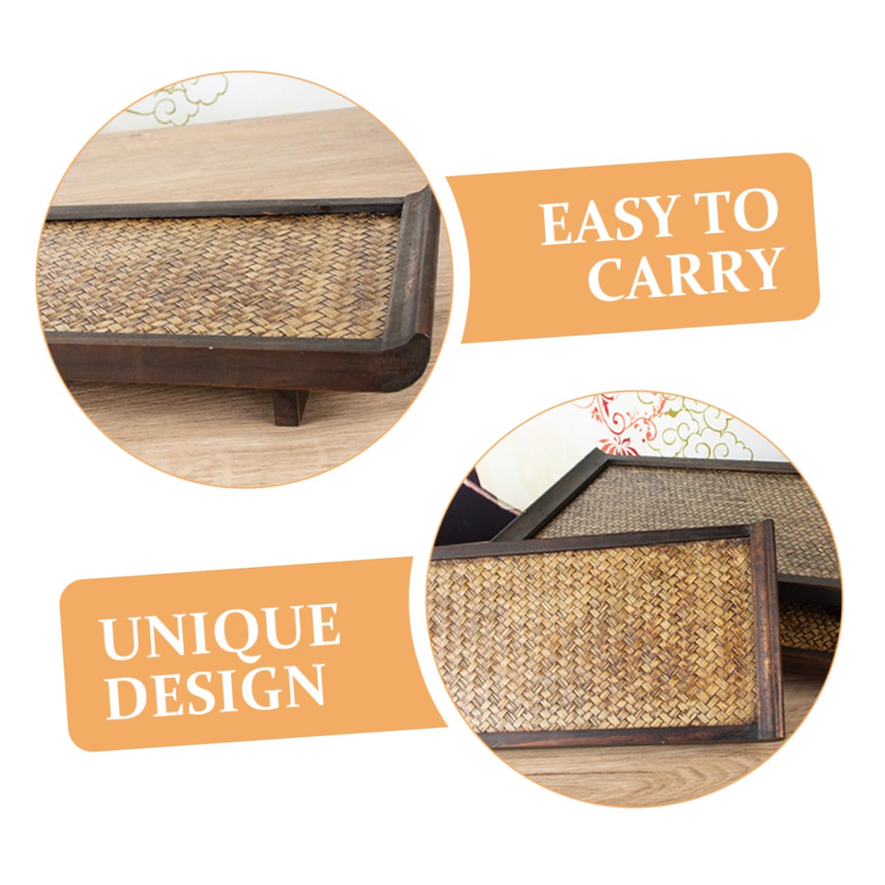 Alipis Bandeja De Ratán De Madera Rectangular para Servir Té y Comida Bandeja para Guardar Tazas Salón De Belleza y Restaurante