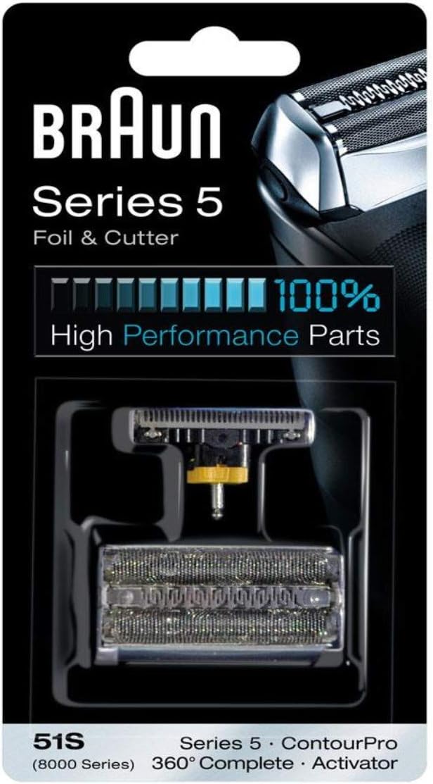 Braun 51s,Braun 51s Series 5 Foil and Cutter 51S Shaver Replacement Head For Series 5, ContourPro, 360, Complete, Activator Silver, Silver,