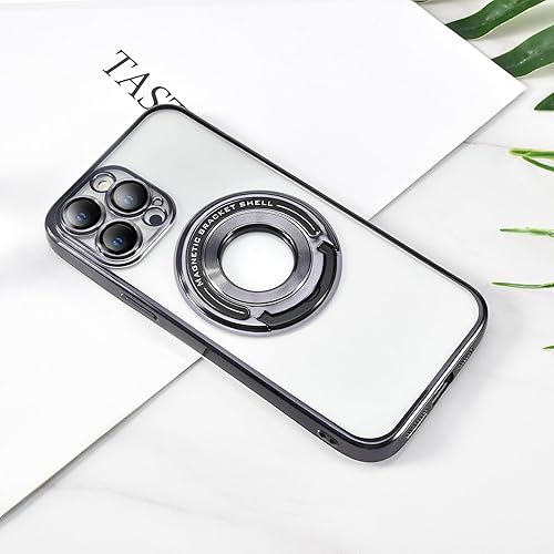 Miniatura 6 de Funda magnética con soporte invisible para iPhone 13 Pro Max, compatible con MagSafe, protector de lente de cámara integrado, chapado de lujo,