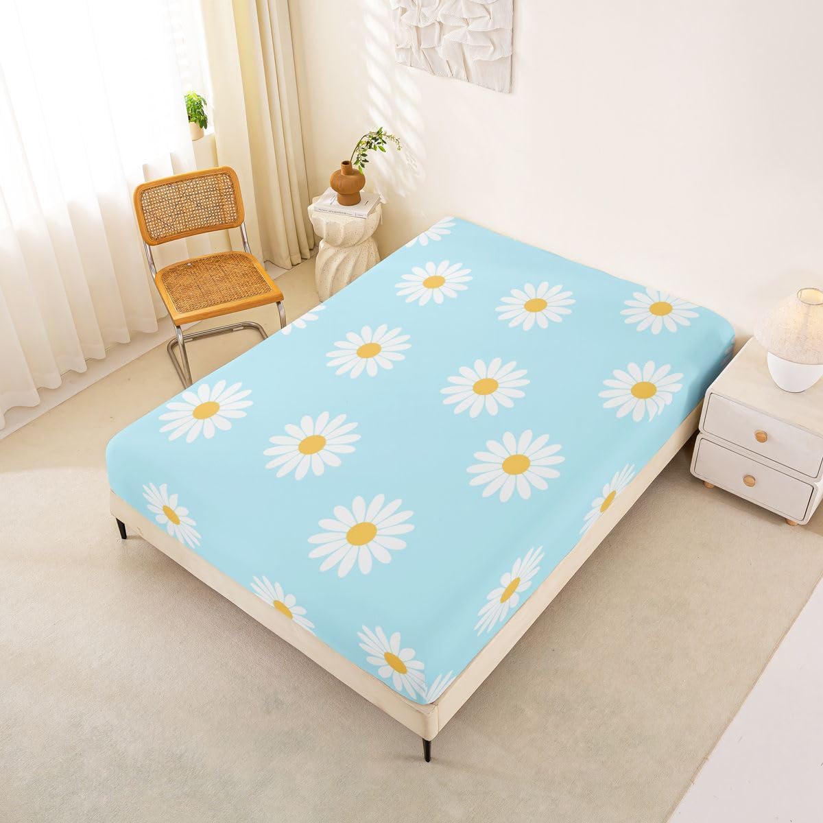 Erosebridal Cartoon Daisy Fitted Sheet Full for Girls Boys Kids