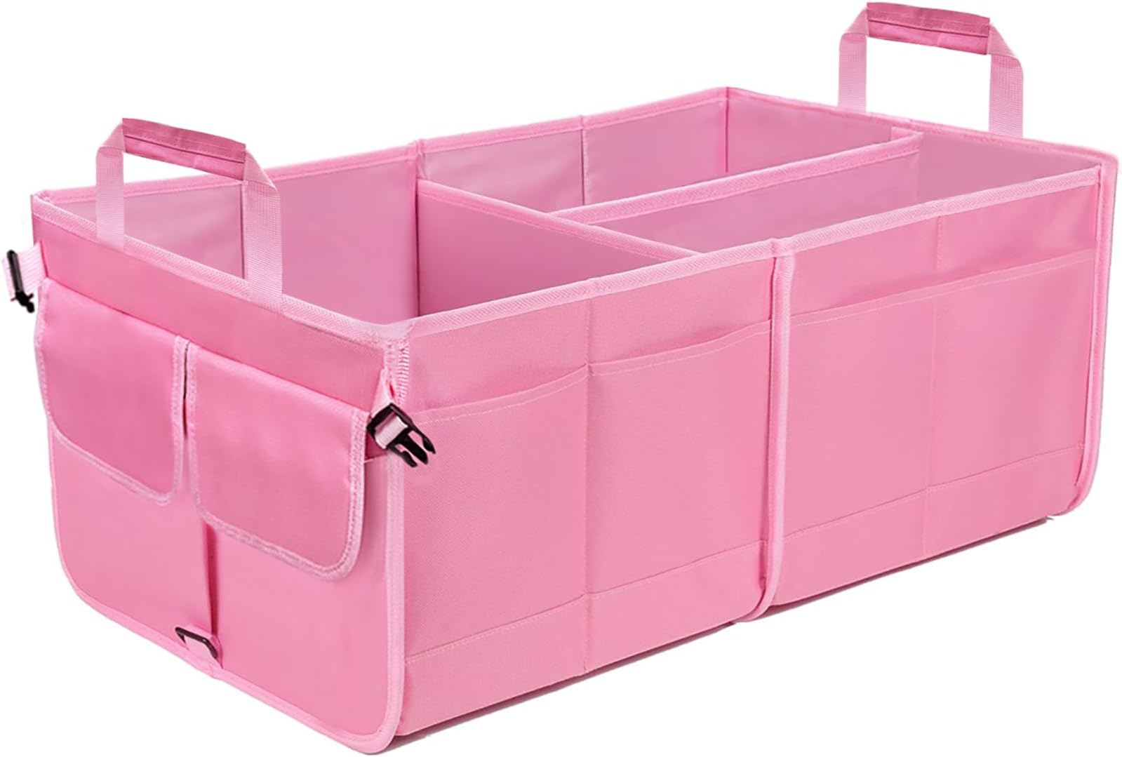 Pink Car Trunk Organizer Car Storage Box Collapsible Multi Compartment Foldable and Waterproof 600D 210 T Oxford Polyester 65L Car Accessories Reinforced Handles for Sedan SUV car women men