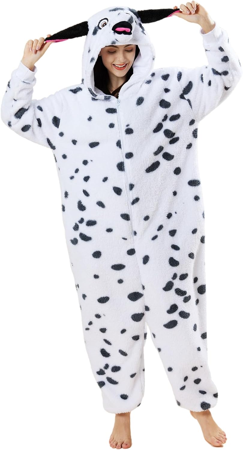 Dodheah Unisex Dalmatian Onesie Pajamas Spotted Dog Outfit Halloween Costume Animal Cosplay Jumpsuit Adult One Piece Homewear - Image 5