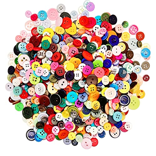 1000 Pcs Resin Buttons, 2 And 4 Holes Assorted Sizes Round Craft Buttons For Crafts Sewing, Mixed Color #TOP6