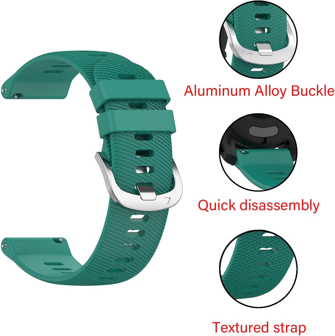 Compatible with Garmin Forerunner 265 / Forerunner 255 / Venu 2 / Vivoactive 4 Watch Bands 22mm Silicone Replacement Strap Wrist Band for Men Women