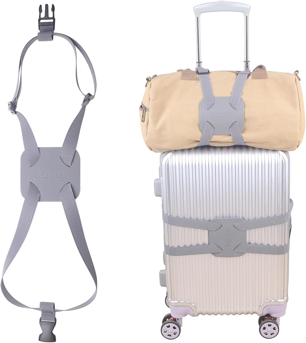 Luggage Straps Bag Bungees for Add a Bag Easy to Travel Suitcase Elastic Strap Belt (Grey Luggage strap-1PCS)