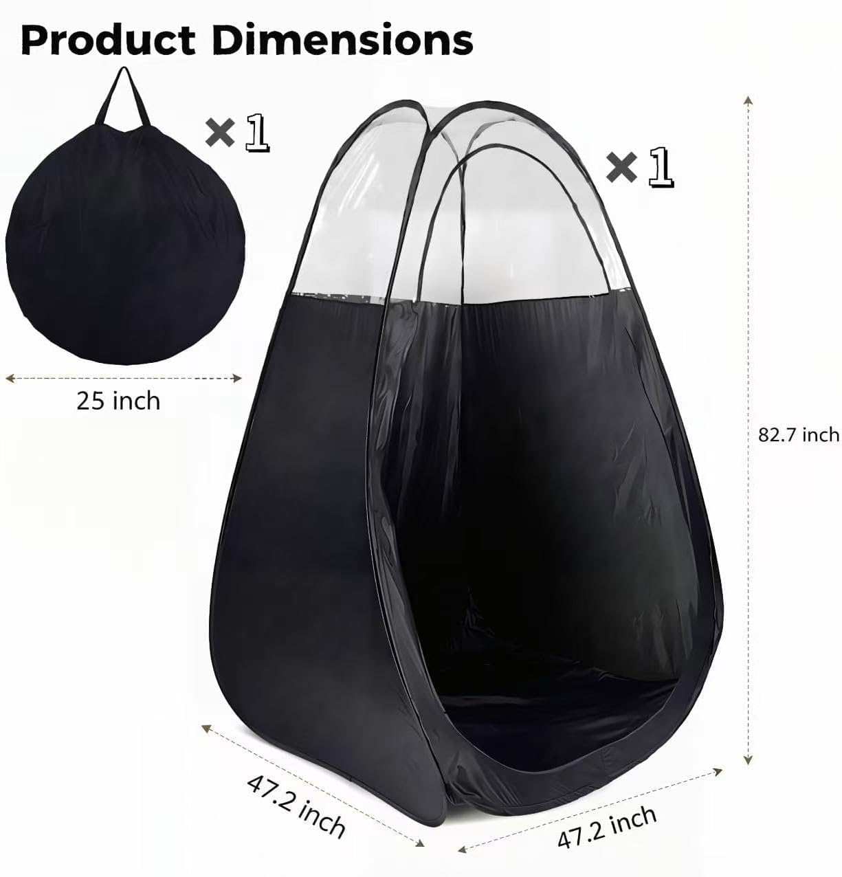 9 Pcs Large Spray Tan Tent Kit, Deluxe Pop Up Portable Professional Self Tanning Tent with Carry Bag Waterproof Floor, Sunless Spray Tan Booth with Vent Opening (Black)