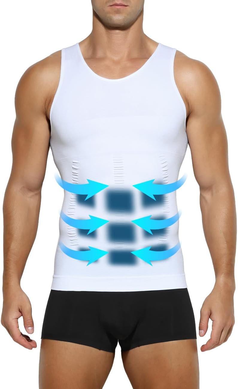 Casey Kevin Compression Shirts for Men Shapewear Vest Body Shaper Abdomen Slim Tank Top Undershirt for Gynecomastia