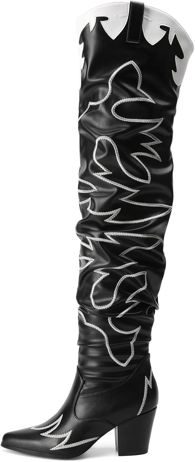 DREAM PAIRS Western Cowboy Boots Over The Knee Western Cowgirl Boots Women Thigh High Boots - Image 6