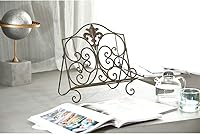 Vista 4 de Jemeni Soporte para libros de cocina de metal Fleur De Lis para cocina, acabado marrón antiguo