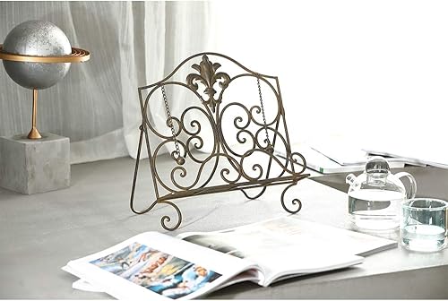 Miniatura 4 de Jemeni Soporte para libro de cocina, soporte de metal para libros de cocina, con acabado marrón envejecido