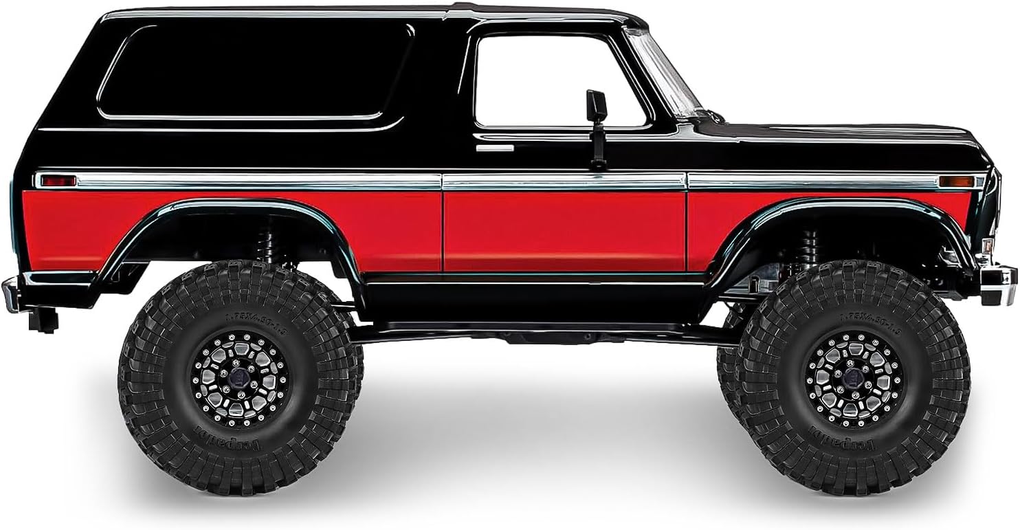 1.9" Beadlock Wheels and Tires 124mm (4.9in) for TRX4 SCX10 1/10 RC Crawler Upgrade Parts (Black, 4pcs)