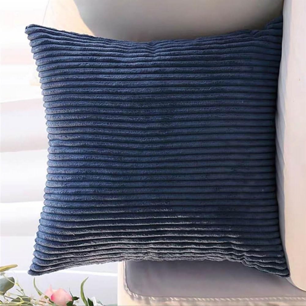 SWJ-swjssb Super King Size Pillow Cases 80x80 75x75 Cm,Square Extra Large Cushion Covers Soft Throw Pillow Cover With Zipper Corduroy Decorative Pillowcases For Sofa Couch(Navy Blue,30x30 inch 1pc)