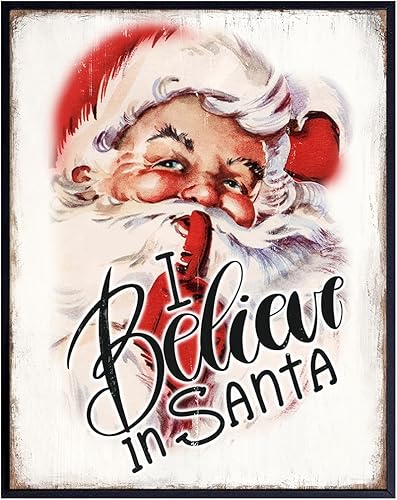 Arte de pared retro vintage de Navidad de 11 x 14 pulgadas, decoraciones navideñas únicas para el hogar, decoración de pared de Navidad, decoración