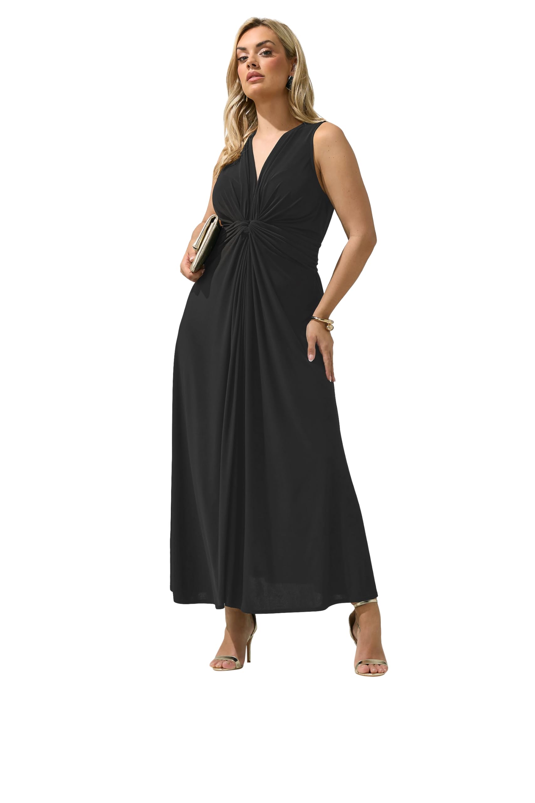 Yours Women's Black Abstract Knot Detail Dress In | : Size 20