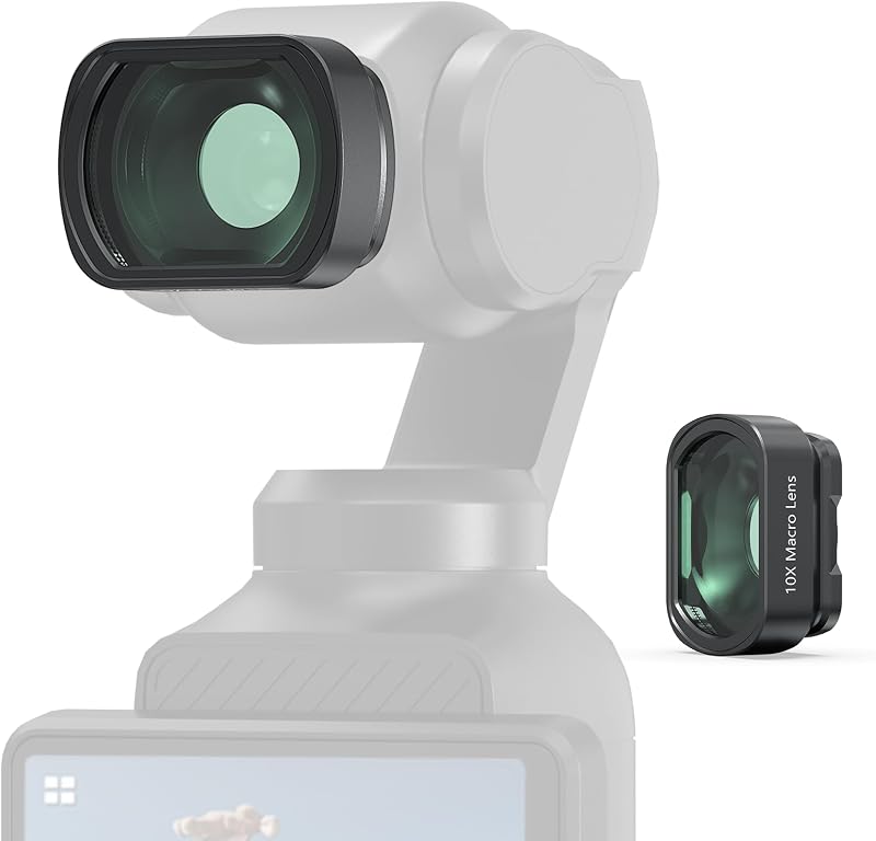 VRIG 10X Macro Lens Compatible with DJI Osmo Pocket 4/ Pocket 3, Close Up Macro Photography Lens, Magnetic Attach Double-Sided Coated Optical Glass (FT-07 Macro Lens)