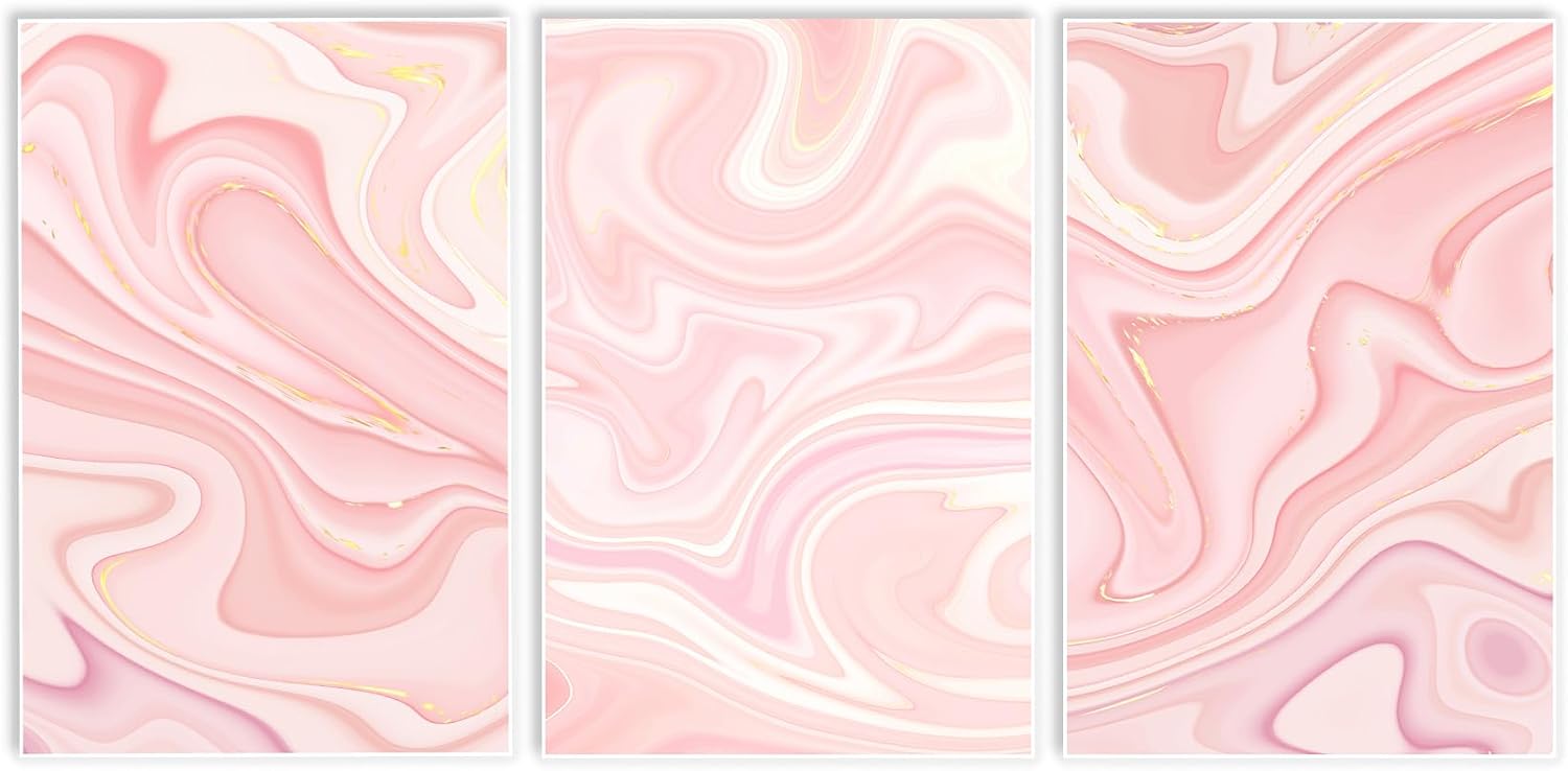 Amazon.com: Fetyiu Abstract Marble Canvas Wall Art Pink and Gold Poster ...