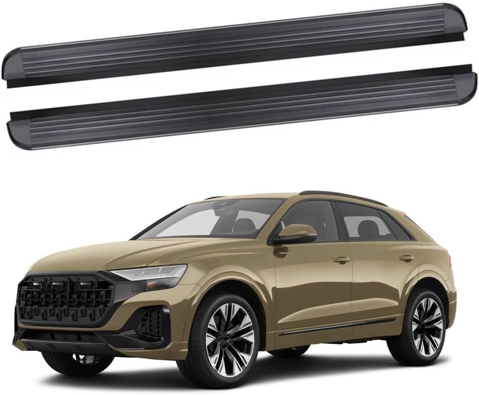 Running Boards Side Steps Fits for Audi Q8 2021-2026 Fixed Step Bars Pedals Protector Aluminum with Brackets,Black Anti-Slip