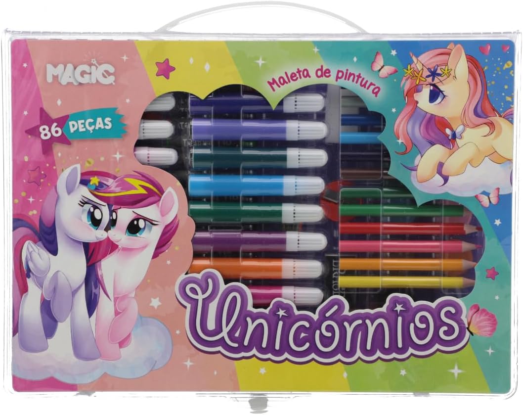 86 Piece Unicorn Kids School Paint Kit Briefcase
