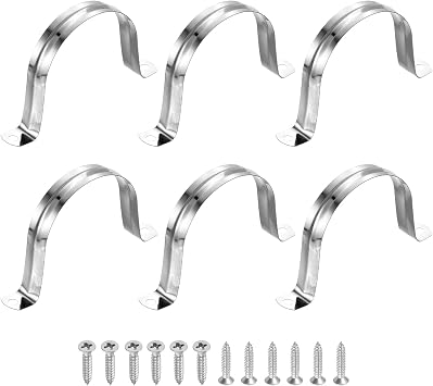 sourcing map 12Pcs 75mm2-15/16" 304 Stainless Steel Rigid Pipe Strap, Two Hole Strap U Bracket Heavy Duty Pipe Conduit Clamp with Self-Tapping Screws for Hose Wire Cord Installation, Silver
