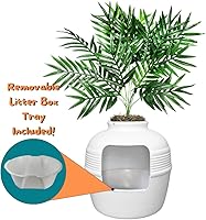 Vista 169 de Good Pet Stuff Kit original de caja de arena oculta y forro reutilizable, maceta redonda cerrada con plantas artificiales, sistema de filtro de olor