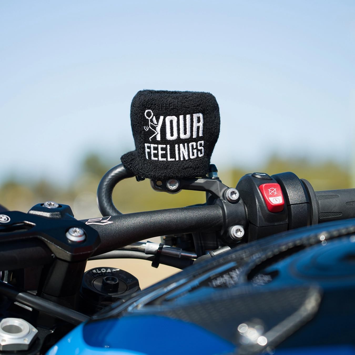 Brake Fluid Reservoir Cover Sock for Motorcycles, Sporbikes and Gifts by Moto Loot (F Your Feelings)