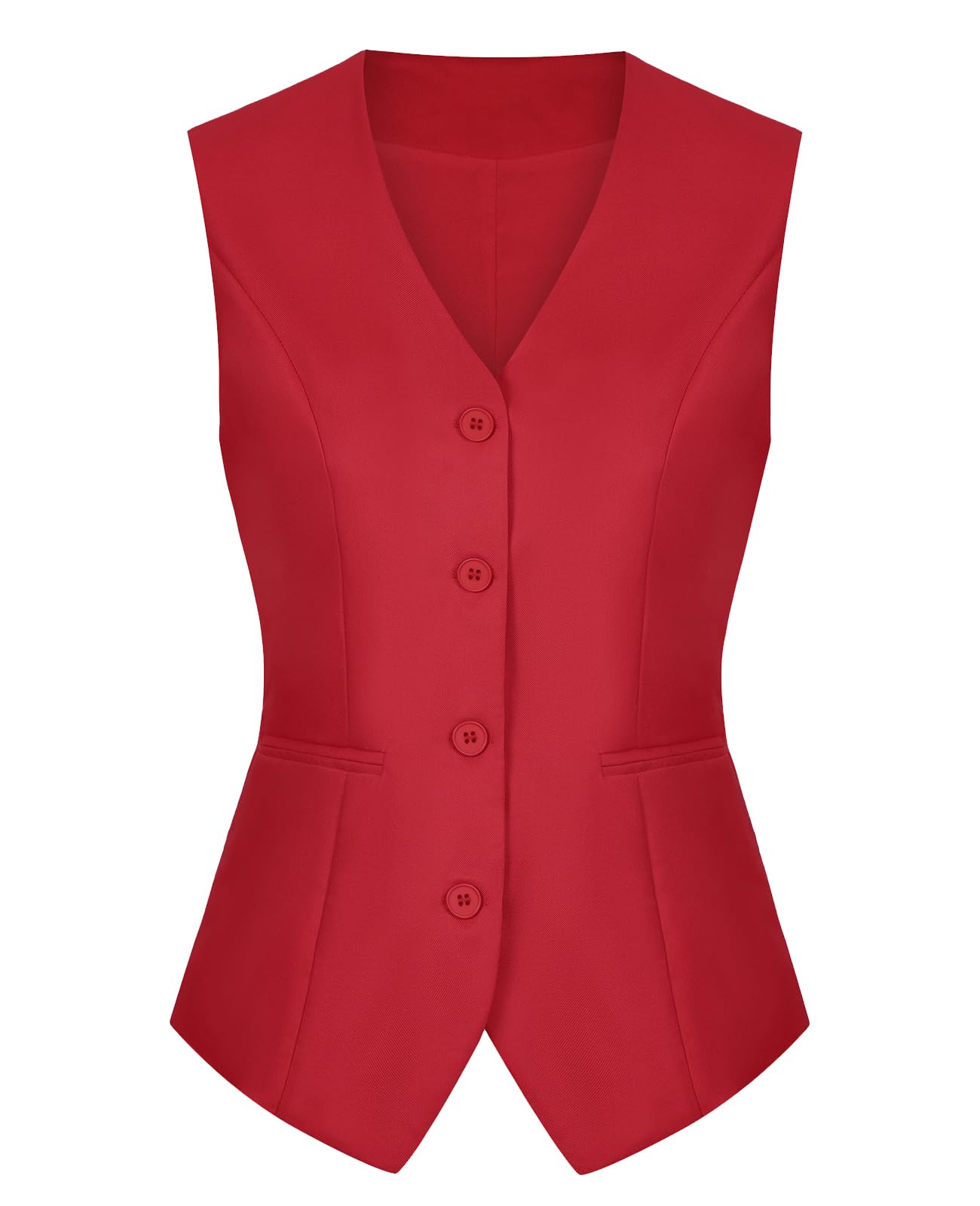 Waistcoat Vest for Women Fully Lined V-Neck Button Down Formal Fitted Dressy Suit Vest Coat with Pockets