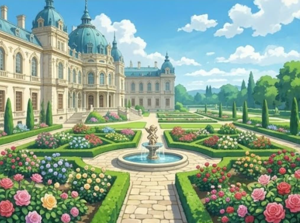 Fanzhezhe 11Ct Beginners Cross Stitch Castle Garden 50X70cm Easy Counted Pre Printed Stamped Cross Stitch Kits For Adults Embroidery Kits For Adults Beginners