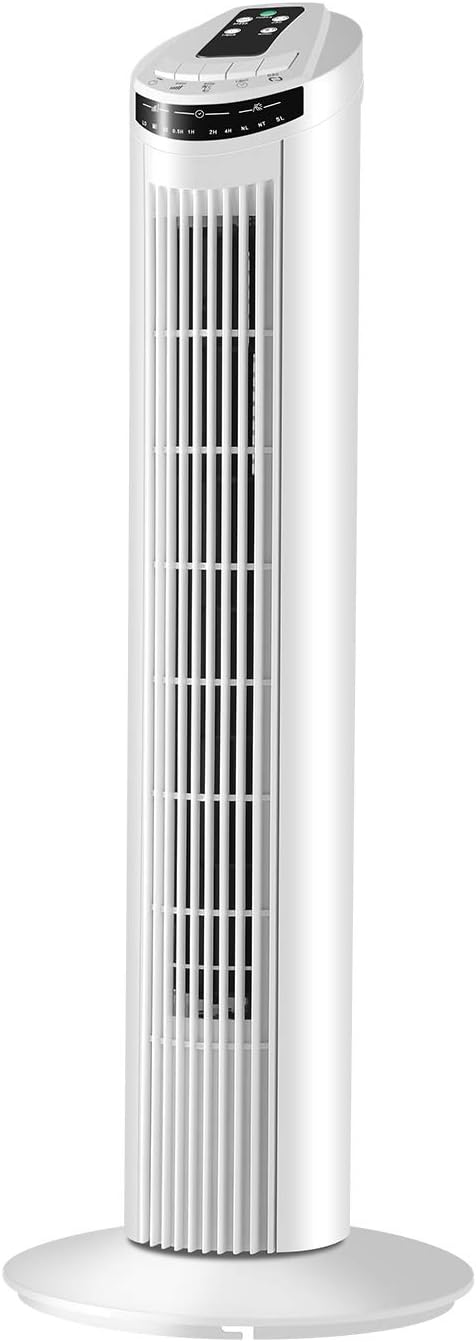 Famgizmo Tower Fan with Remote Control,45W,29 inch(74cm),7.5 Hour Timer with Auto Shut Off,45db Noise,3 Speed Oscillating Cooling Fan for Home and Office,White