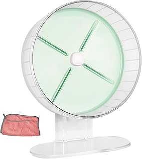Hamster Wheel Silent Hamster Exercise Wheel with Adjustable Stand and Towel,10.2 inch Quiet Spinner Hamster Running Wheels Hamster Cage Accessories for Small Animals Gerbils Mice (Green)