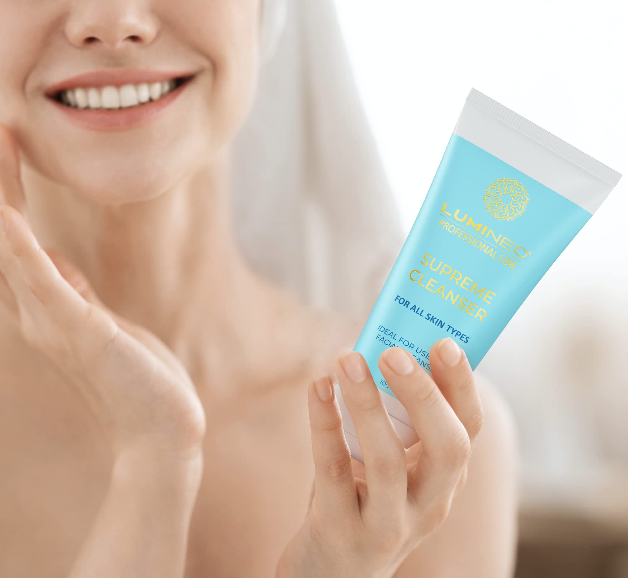 Lumineo Gel nettoyant pour le visage, particulièrement onctueux, adapté aux brosses électriques pour le visage, pour tous les types de peaux principaux, démaquillant (Peau normale)