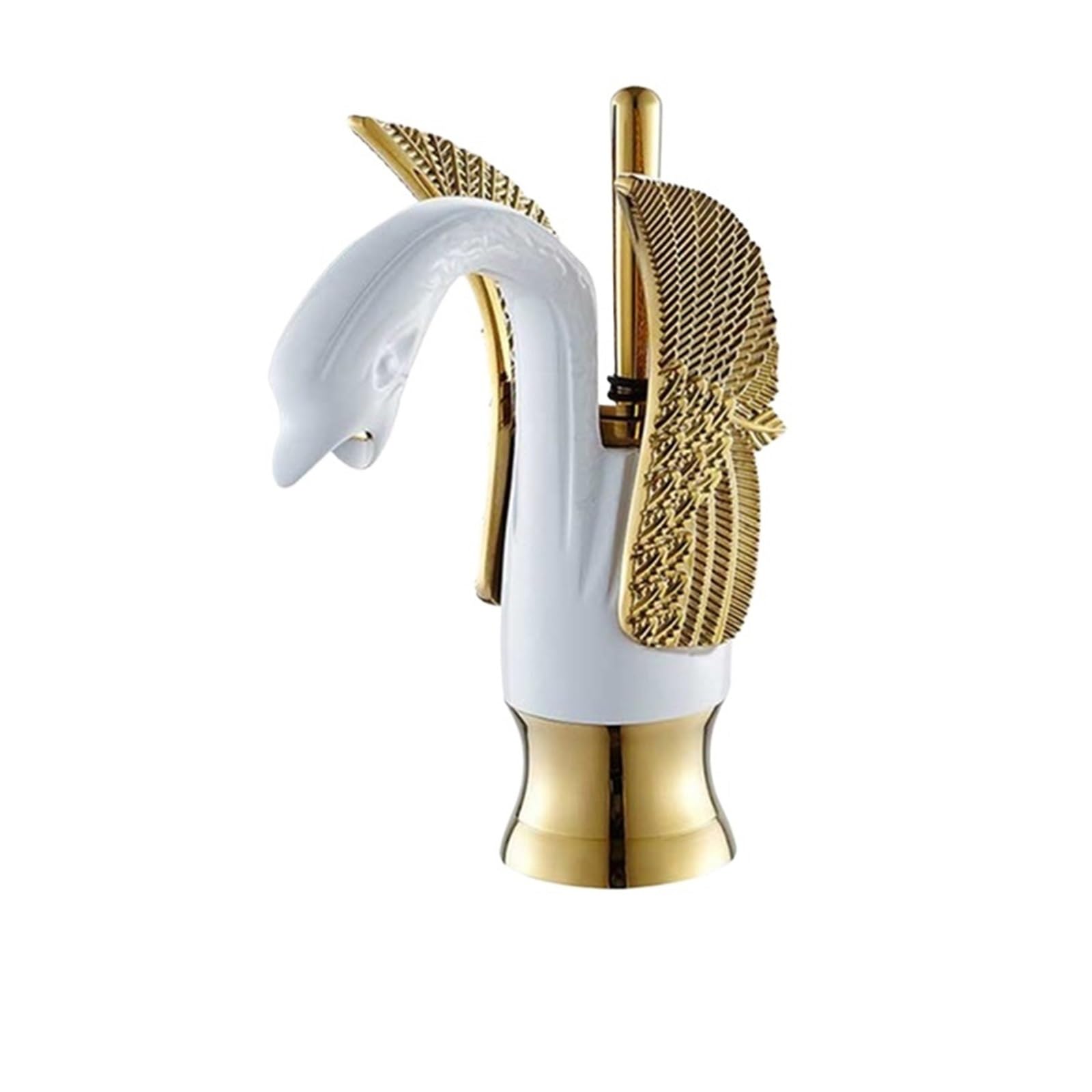 Mitigeur lavabo Swan blanc et or en laiton chromé pour salle de bain élégante