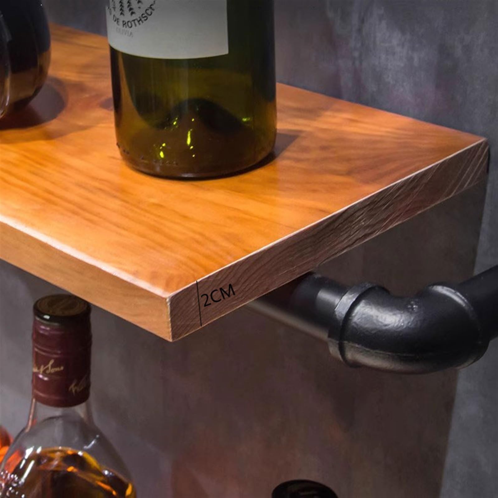 Botellero Enfriador de Vino de Estilo Industrial Creativo, Estante de Vino montado en la Pared for el hogar, Estante de Pared de Tubo de Hierro, decoración Portabotellas de Vino
