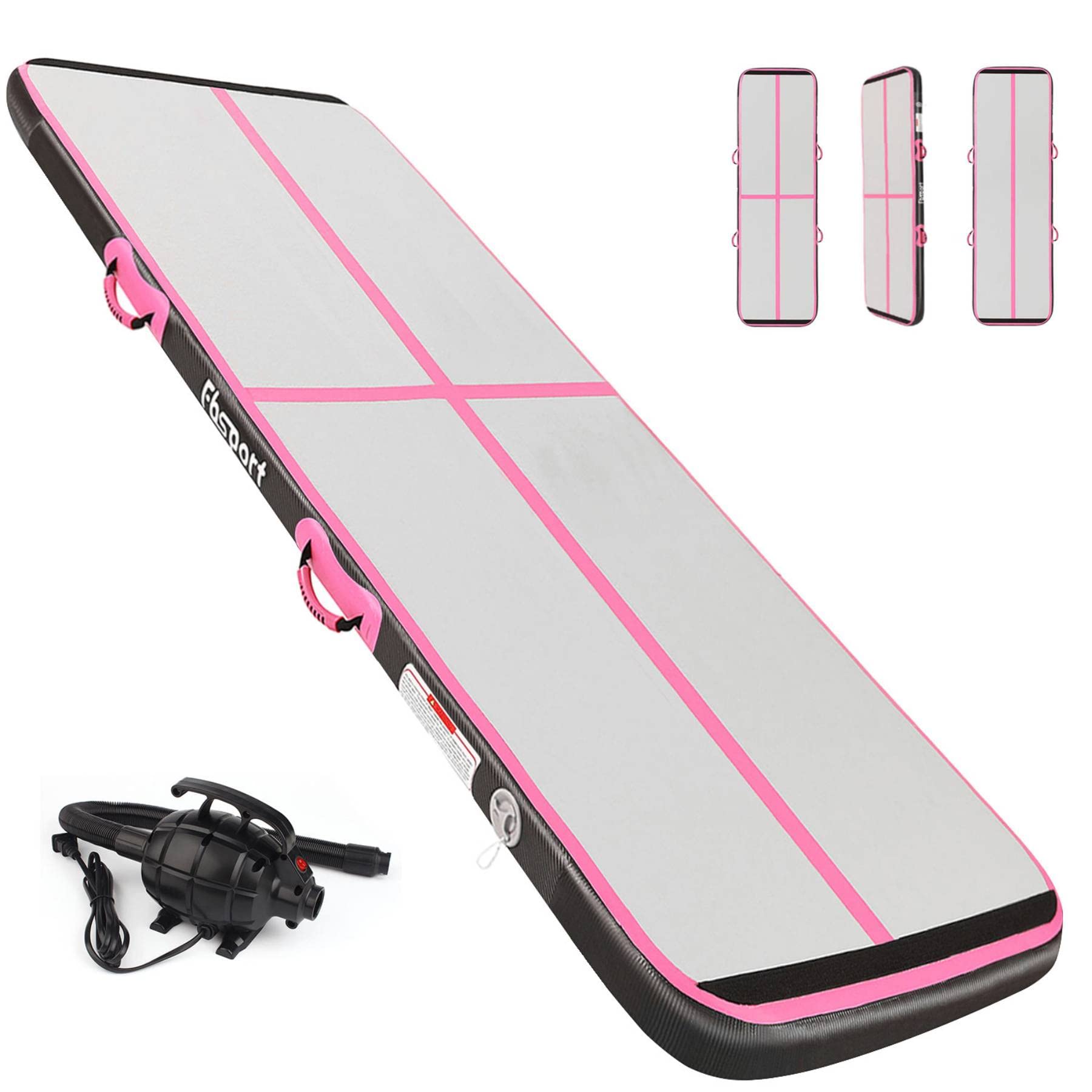 FBSPORT Inflatable Air Gymnastics Mat Training Mats 4/8 inches Thickness Gymnastics Tracks for Home Use/Training/Cheerleading/Yoga/Water with Pump